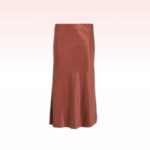 INTERMIX Misha Washed Rust Orange Satin Midi Skirt (Sz 2)